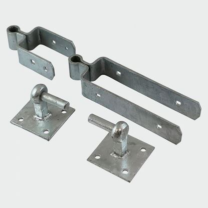 Picture of DOUBLE STRAP FIELDGATE HINGE SET (HOOKS ON PLATES) DSFH300GALV X 1