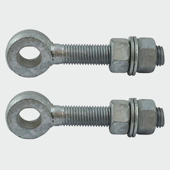 Picture of ADJUSTABLE GATE EYES (WITH 2 NUTS) X 2 QTY AGE19100GALV (100mm X 19mm PIN)