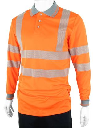 Picture of HIVIZ EXECUTIVE LONG SLEEVE POLO ORANGE 4XL