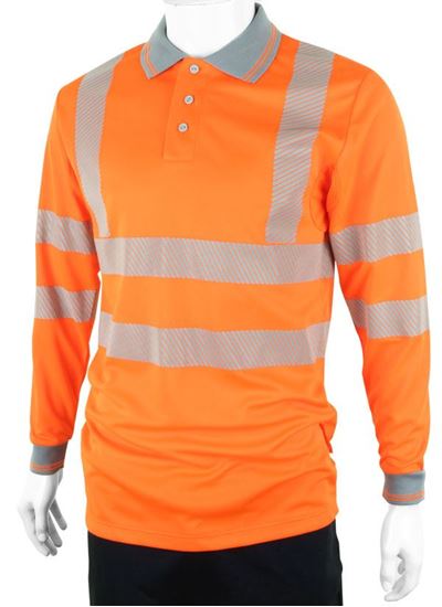 Picture of HIVIZ EXECUTIVE LONG SLEEVE POLO ORANGE 5XL