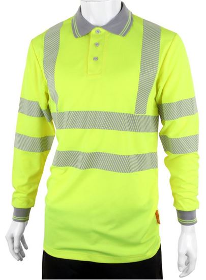 Picture of HIVIZ EXECUTIVE LONG SLEEVE POLO SAT YELLOW 5XL