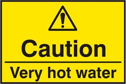 Picture of CAUTION HOT WATER SAV (PK5) 75MM X 50MM