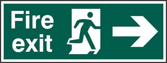 Picture of FIRE EXIT MAN ARROW RIGHT RPVC (PK5) 400MM X 150MM