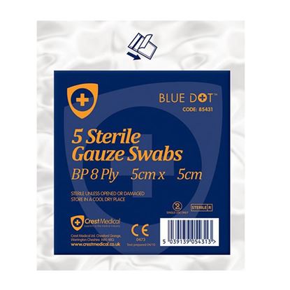 Picture of CLICK MEDICAL GAUZE SWABS 5CM X 5CM PACK OF 5 STERILE