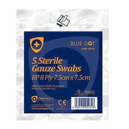 Picture of CLICK MEDICAL GAUZE SWABS 7.5 X 7.5CM PACK OF 5 STERILE