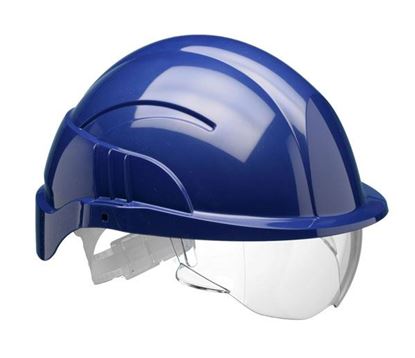Picture of VISION PLUS SAFETY HELMET BLUE C/W INTEGRATED VISOR