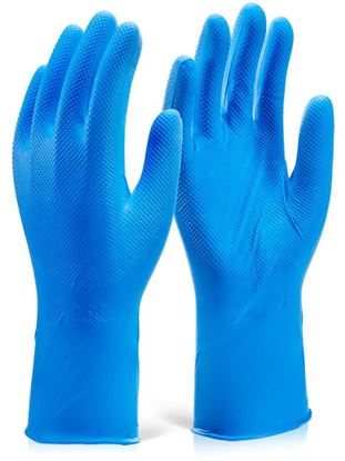 Picture of NITRILE DISPOSABLE DIAMOND GRIP GLOVE 30CM BLUE L (9)