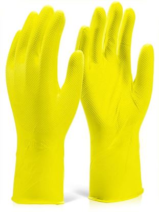 Picture of NITRILE DISPOSABLE DIAMOND GRIP GLOVE 30CM YELLOW L (9)