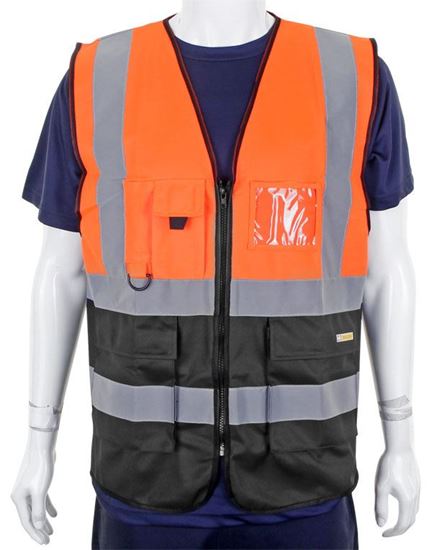 Picture of TWO TONE EXECUTIVE WAISTCOAT ORANGE/BLACK LGE