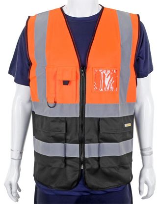 Picture of TWO TONE EXECUTIVE WAISTCOAT ORANGE/BLACK MED
