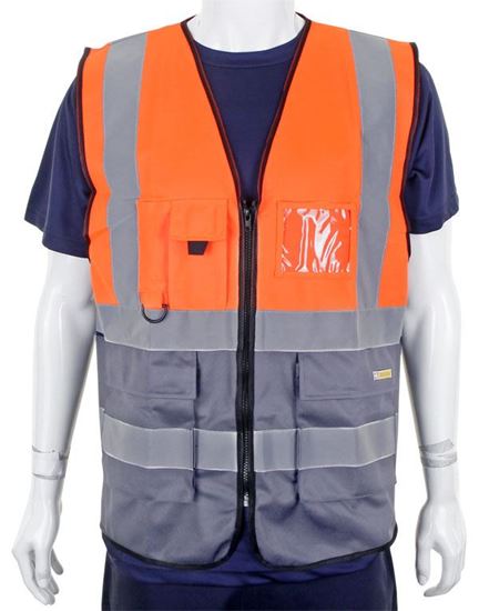 Picture of TWO TONE EXECUTIVE WAISTCOAT ORANGE/GREY LGE