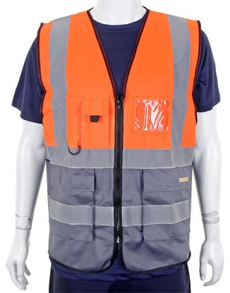 Picture of TWO TONE EXECUTIVE WAISTCOAT ORANGE/GREY MED