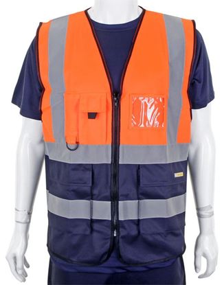 Picture of TWO TONE EXECUTIVE WAISTCOAT ORANGE/NAVY LGE