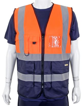 Picture of TWO TONE EXECUTIVE WAISTCOAT ORANGE/NAVY MED