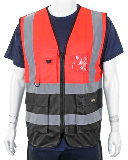 Picture of TWO TONE EXECUTIVE WAISTCOAT RED/BLACK LGE