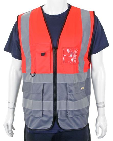 Picture of TWO TONE EXECUTIVE WAISTCOAT RED/GREY LGE