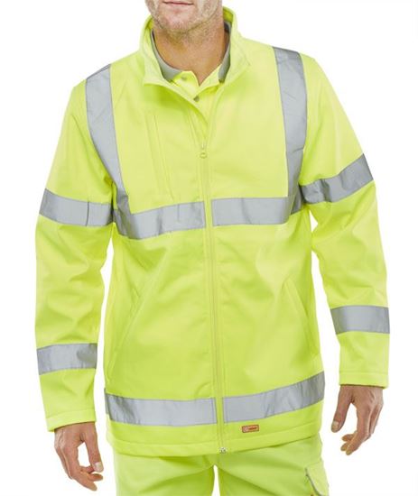 Picture of SOFT SHELL JKT SAT YELLOW SML EN20471